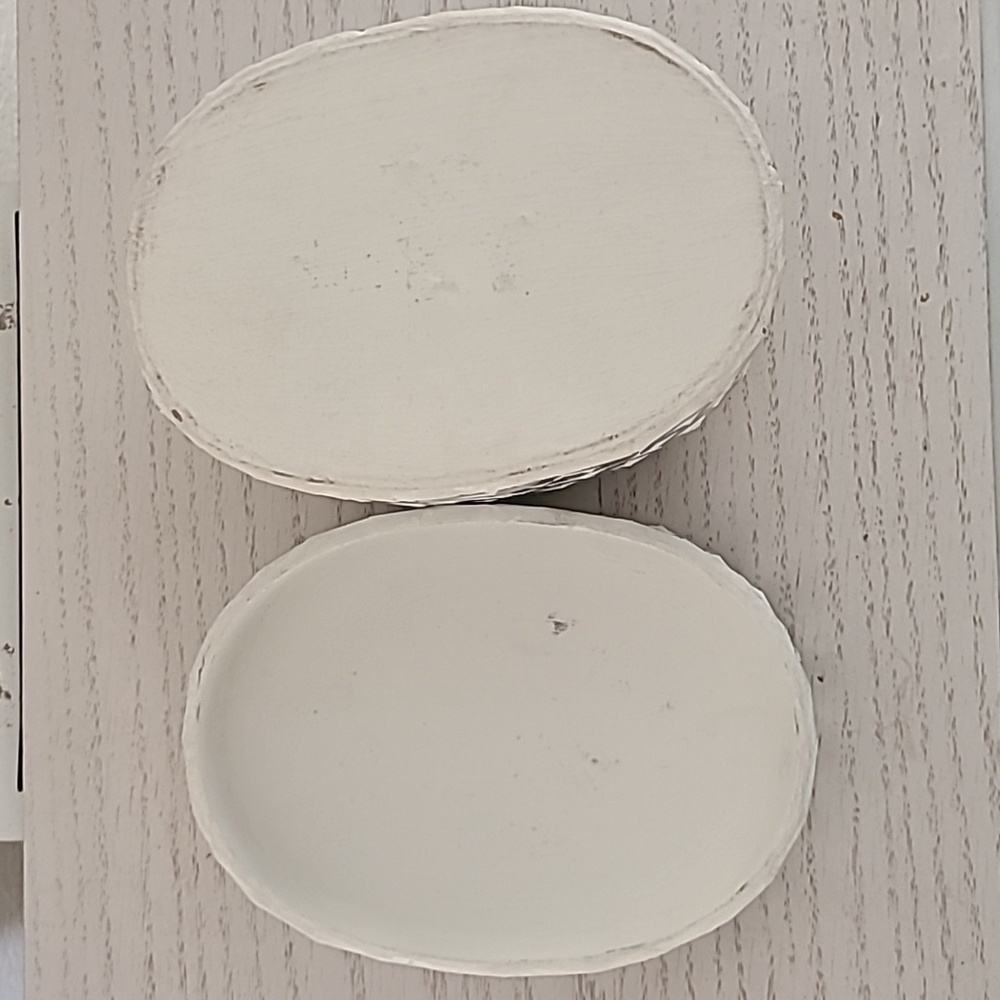 Mosaic Mirrored Jewelry Box Silver White Oval Shape Handmade EUC Storage Gift - Picture 5 of 5